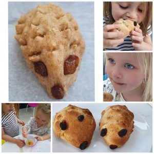 Young children making and baking