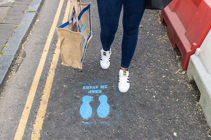 Social distancing measures for shoppers in Ealing Broadway