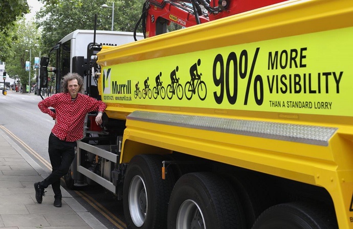 Councillor Mik Sabiers with Murrills' lorry