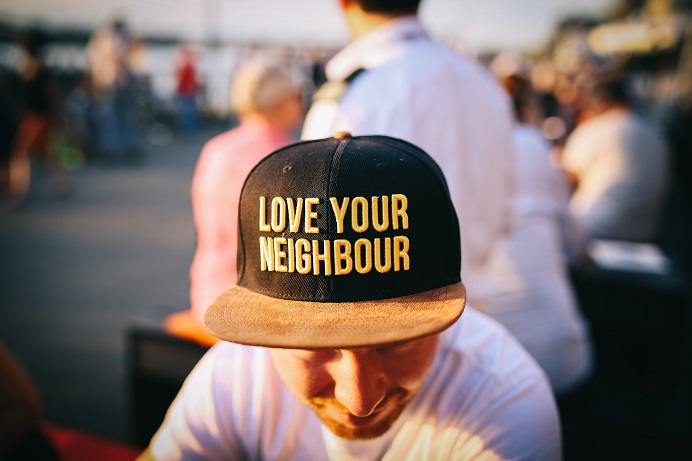 Baseball cap with love your neighbour