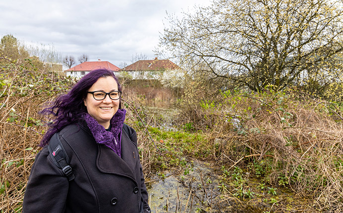 Caroline Farrow from Ealing Wildlife Group in the former allotments in Costons lane, Greenford