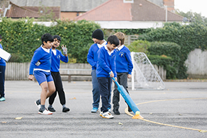 St Anselm's Primary School pupils enjoying football - sports participation has increased hugely