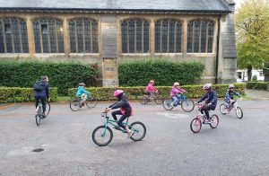 Girls from 4th Ealing Brownies enjoying cycle training
