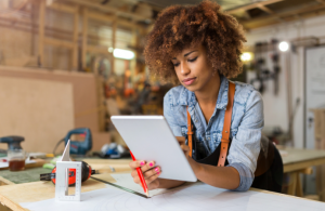 Woman working in workshop business