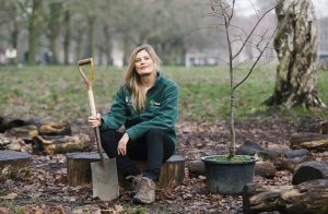 Park ranger Vanessa Hampton planting in Walpole Park