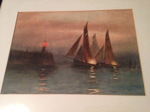 Boats at Moonlight, painting by Harold Auerbach