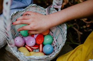 Easter eggs in a basket