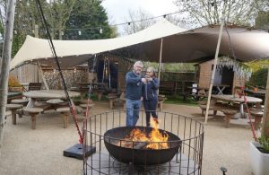 The Plough landlords in the pub garden