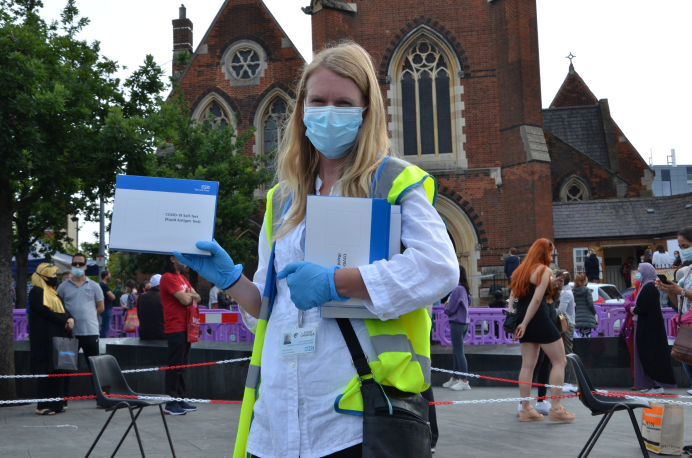 Nurse at the testing bus