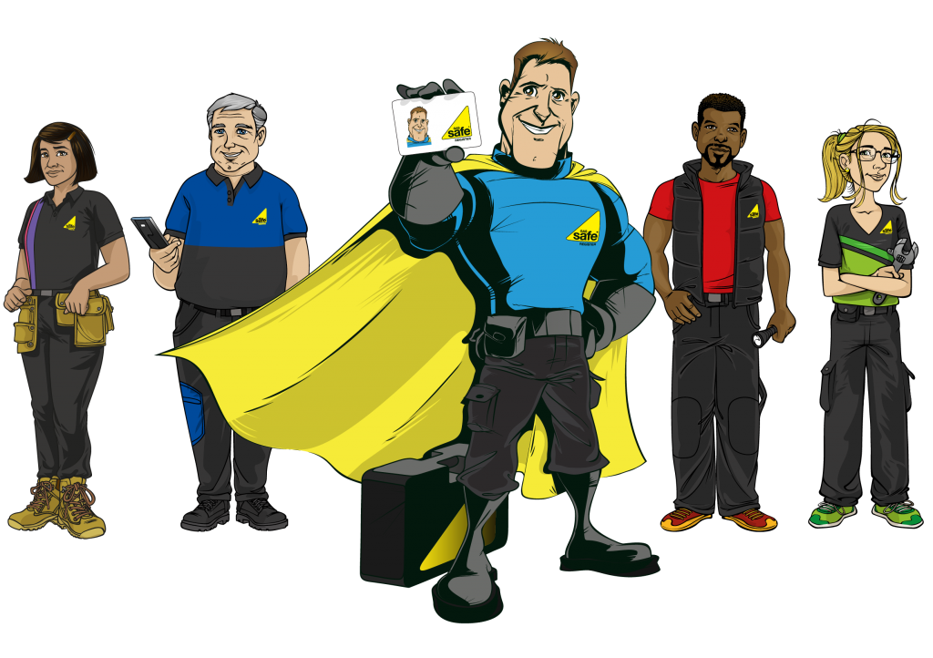 Gas Safety Week characters in a line up