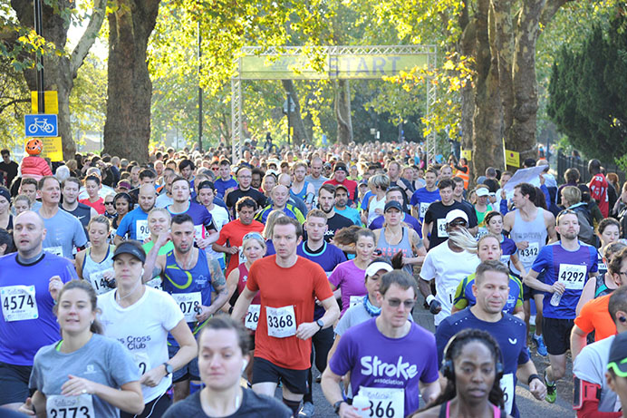 Runners at the start of Ealing Half Marathon