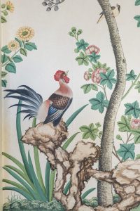 artist drawing of bird and greenery, which is a sample of wallpaper from Pitzhanger Manor