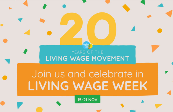 20 years of Living Wage logo