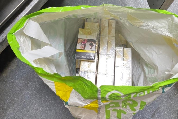 Illegal cigarettes in a shopping bag