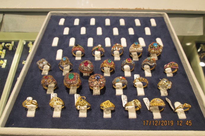 Gold rings stored in a display box