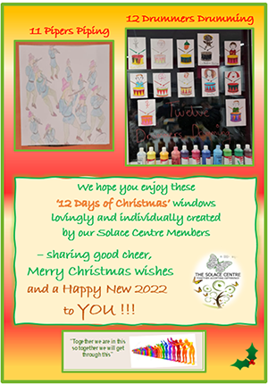 Back cover of Solace Centre Christmas card