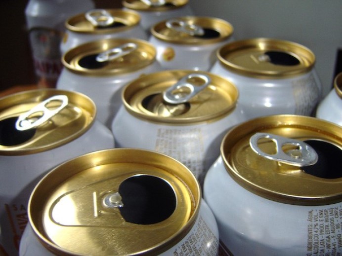 Several opened beer cans