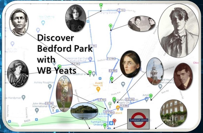 Map of WB Yeats trail at Bedford Park