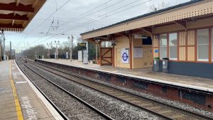 Platform and rail tracks at Hanwell train station