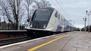 Train arriving at Hanwell station