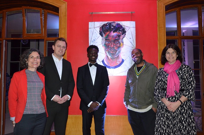 Cllr Costigan, Cllr Mason, Bukayo Saka, portrait of Bukayo Saka, Matt Small, Clare Gough