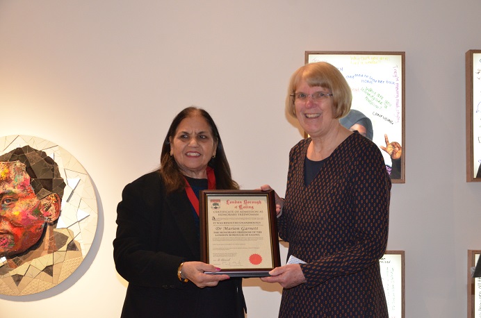 Deputy Mayor Cllr Mohinda Midha and Marion Garnett