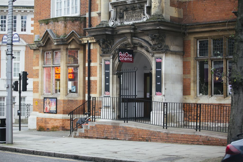 Front entrance to a grand old building in a high street