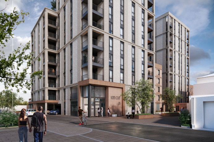 CGI image of new apartment blocks in Southall