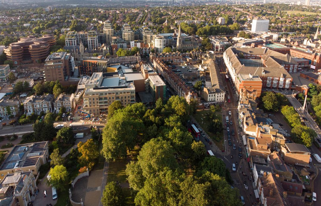 aerial view of Ealing Broadway