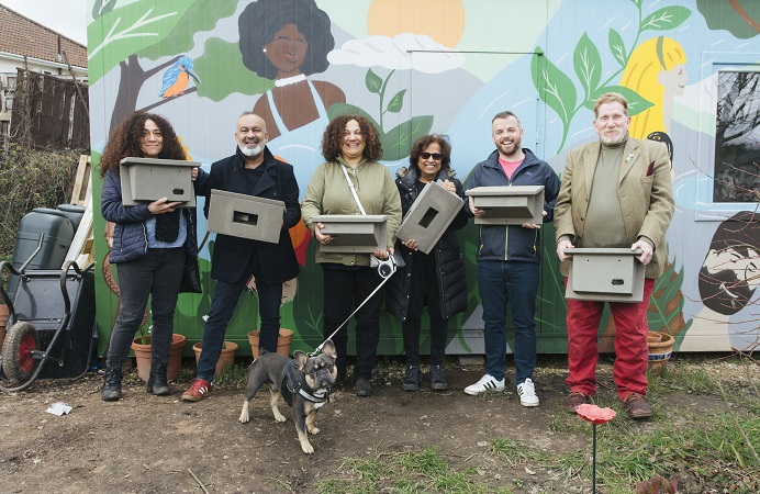 Members of the Ealing Wildlife Group with some of the swift nestboxes
