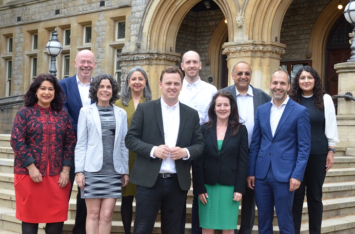 Ealing Council cabinet members from left to right: Cllr Aysha Raza, Cllr Steve Donnelly, Cllr Deirdre Costigan, Cllr Jasbir Anand, Cllr Peter Mason, Cllr Josh Blacker, Cllr Lauren Wall, Cllr Shital Manro, Cllr Bassam Mahfouz, Cllr Kamaljit Nagpal