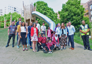 Councillor Costigan with local people at Mill Hill Park