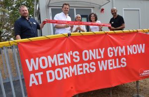 Councillors cut the ribbon to open the women's gym at Dormers Wells
