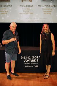 Coach of the Year award recipient Steve Newland of Powerday Hooks Boxing Club, presented by Councillor Jasbir Anand