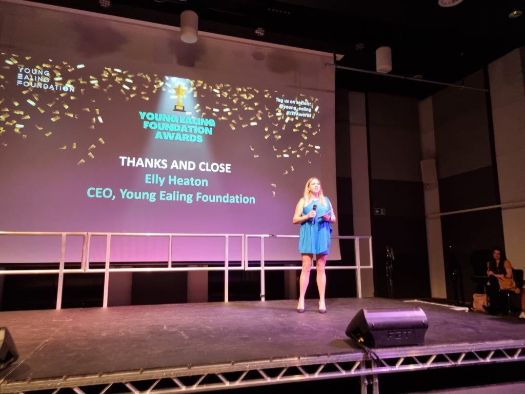 Elly Heaton Virgo, CEO of Young Ealing Foundation makes a speech