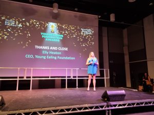 Elly Heaton, CEO of Young Ealing Foundation makes a speech