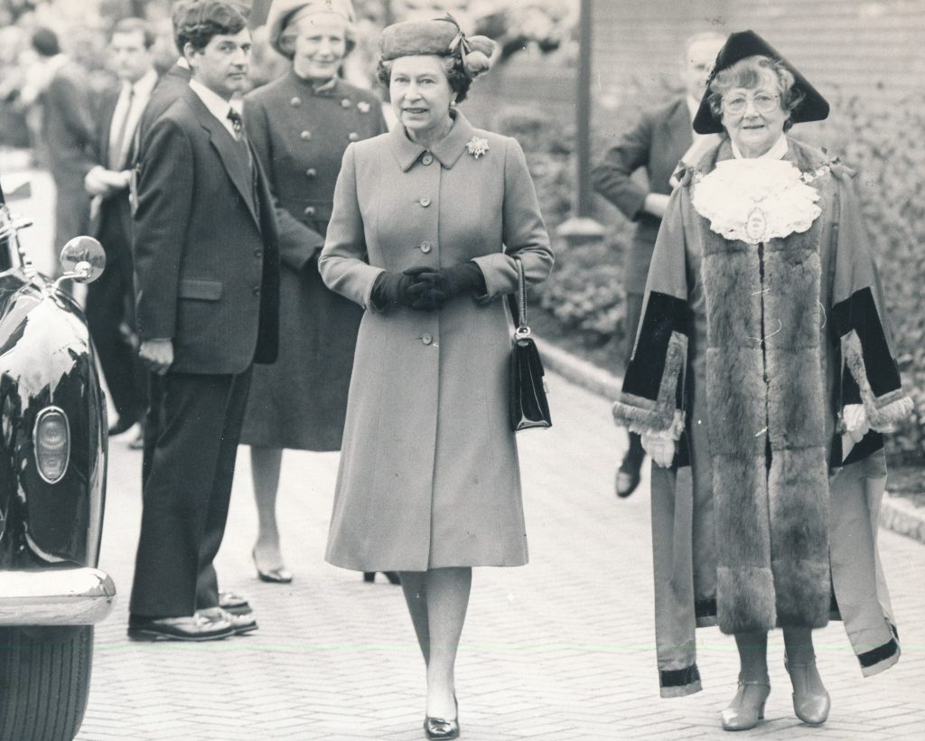 The Queen walking with the mayor of Ealing