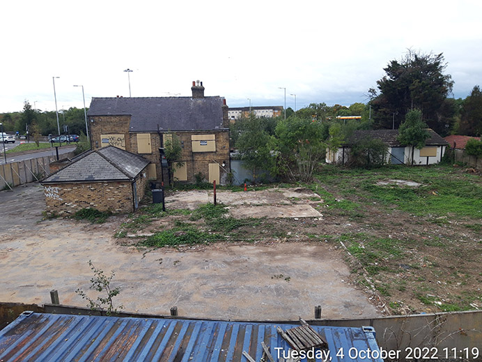 A derelict pub site, cleared of rubbish