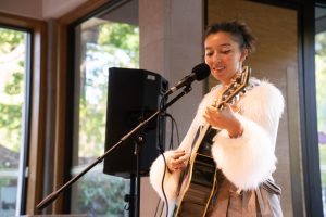 Woman playing guitar