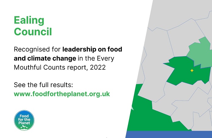 A graphic explaining the recognition for Ealing Council's climate action strategy. 