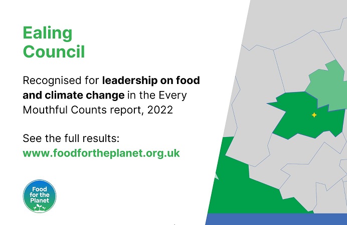 A graphic explaining the recognition for Ealing Council's climate action strategy.