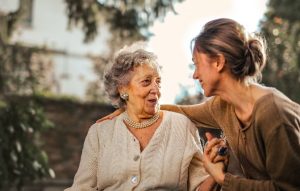 Two women talking