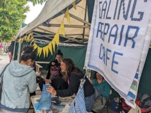 Mary and the Ealing Repair Café stall at the market