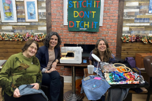 Cllr Costigan and two other women at the Ealing Repair Café