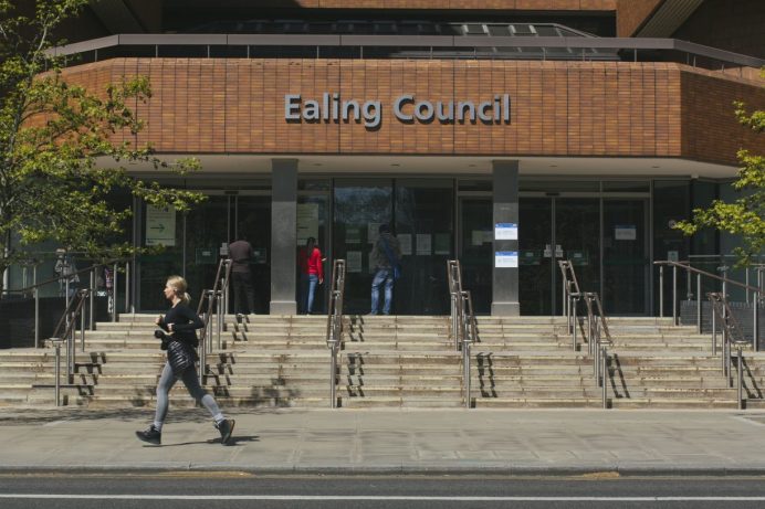 The front steps of Perceval House in central Ealing