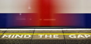 A train platform and the words Mind the Gap