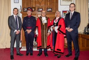 Picture of 5 people - l-r Tony Clements, Richard Kornicki, Cllr Hitesh Tailor, Cllr Charan Sharma, Cllr Peter Mason