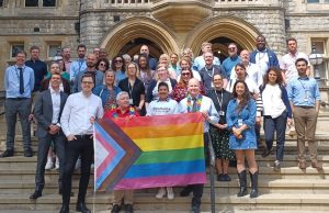 Ealing staff and cllrs with the Pride flag