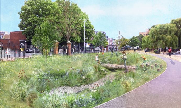 Artist impression of rain garden