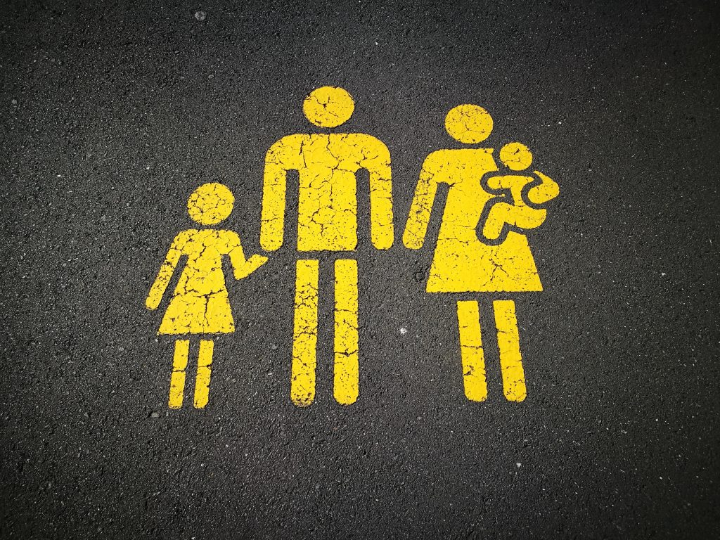 road sign graphic of family